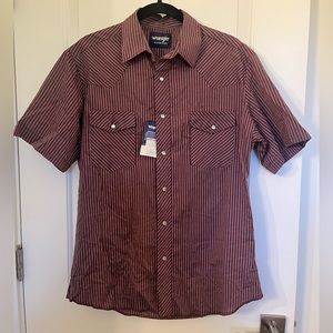 Wrangler short sleeve pearl snap maroon